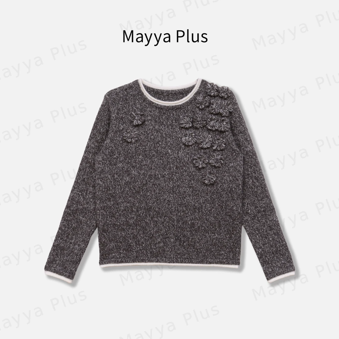 【艺术展】Mayya Plus麦芽定制气质显瘦流光风毛织上衣32537279