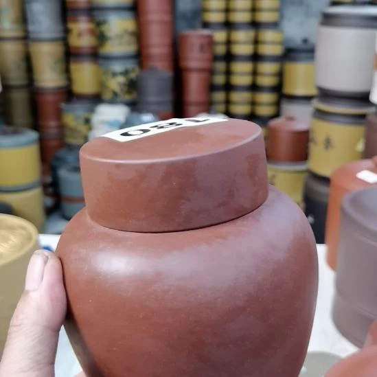 紫砂茶叶罐三两装素面老紫泥180