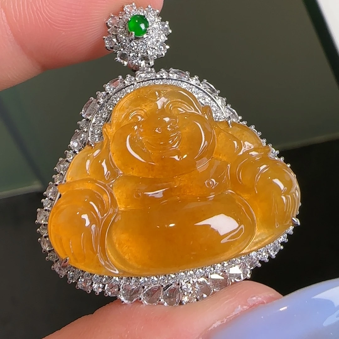 翡翠18K金镶嵌颈饰天然翡翠