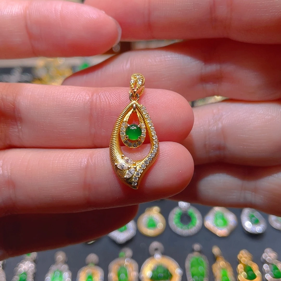 翡翠银S925镶嵌吊坠(不含链)