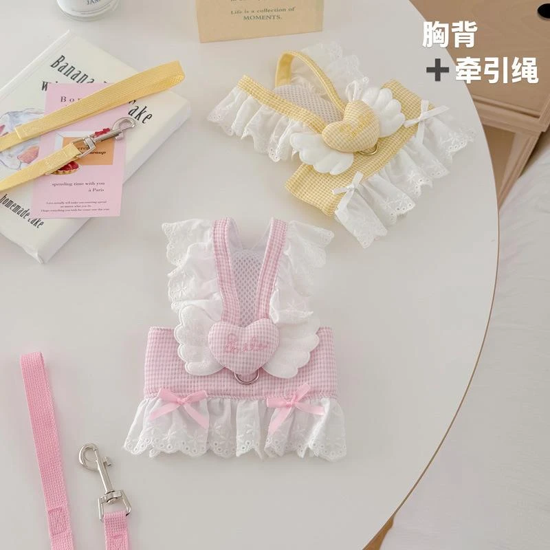 狗狗衣服夏季薄款胸背爱心翅膀可爱甜美宠物猫咪可牵引小型犬比熊