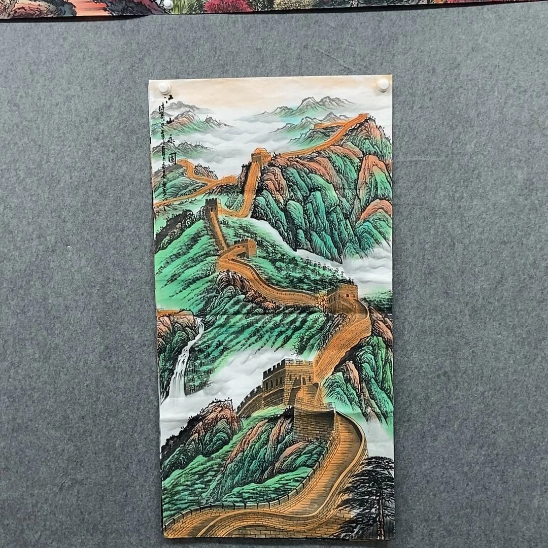 国画四尺长城一副