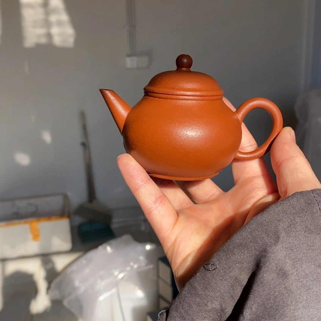 紫砂茶壶朱泥薄胎芭乐水平110毫升