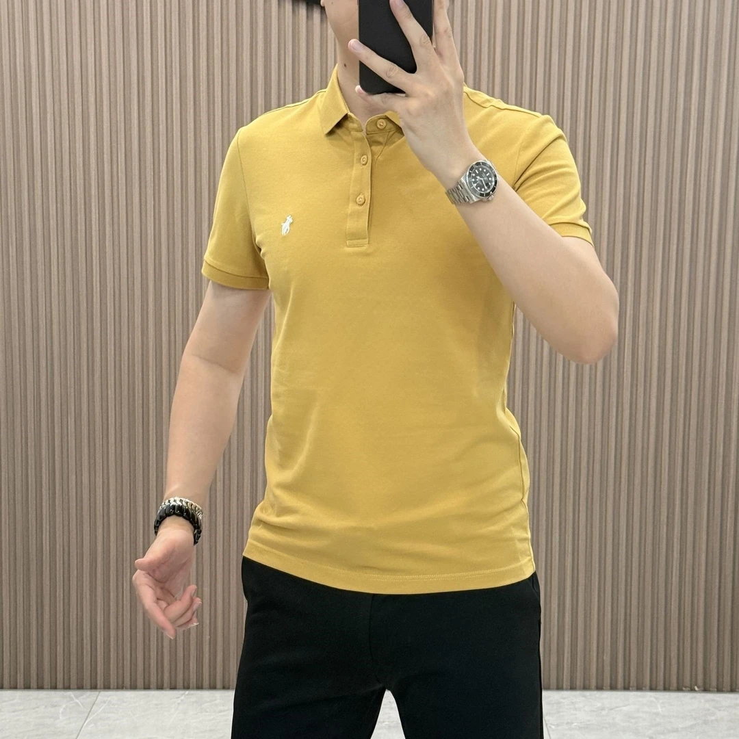 明星网红同款夏季商务休闲纯色短袖薄款Polo衫上衣韩版男士半袖潮