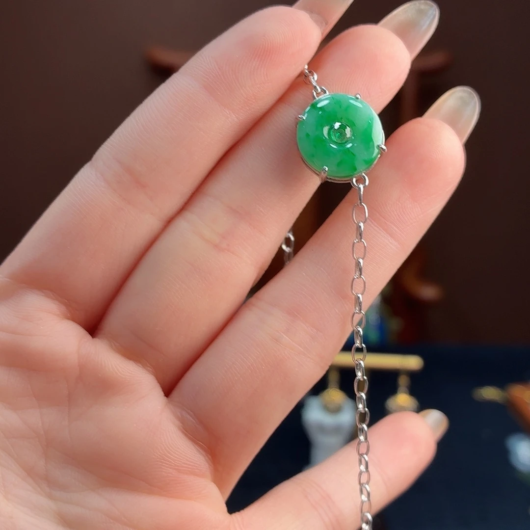 翡翠银S925镶嵌耳饰手链