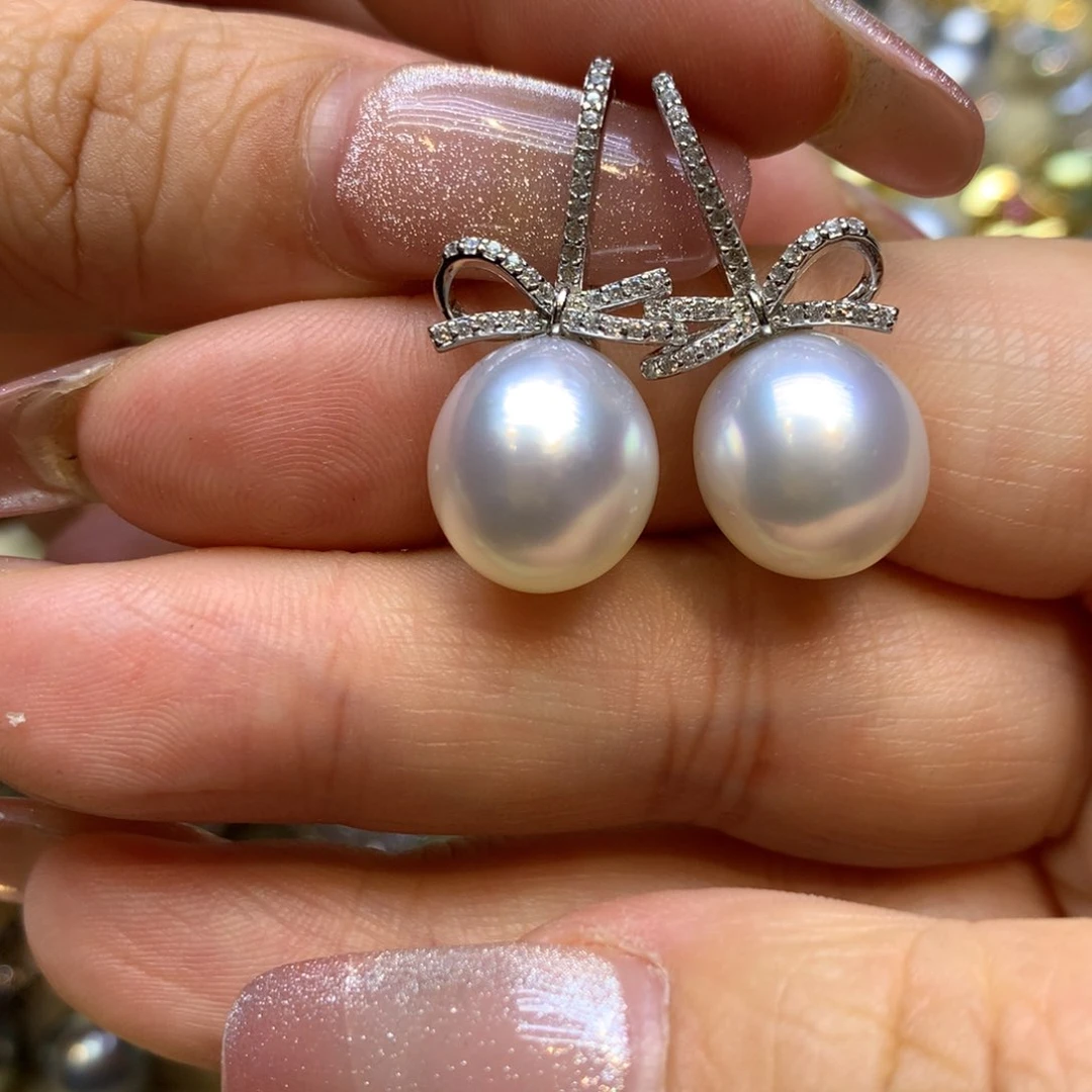 银S925镶嵌耳饰海水珍珠y***5