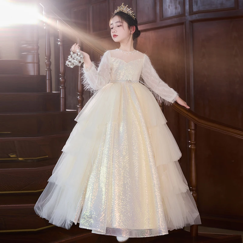 儿童生日高端轻奢小众洋气礼服女童主持人钢琴演奏花童婚纱公主裙