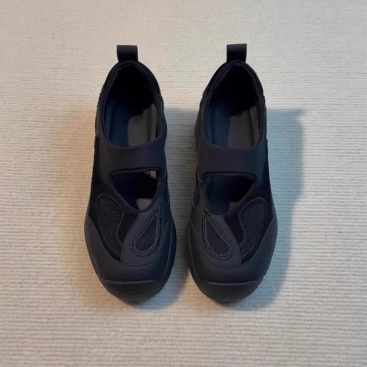 自留版~黑色软底百搭不累脚拼接运动鞋女舒适厚底圆头懒人单鞋