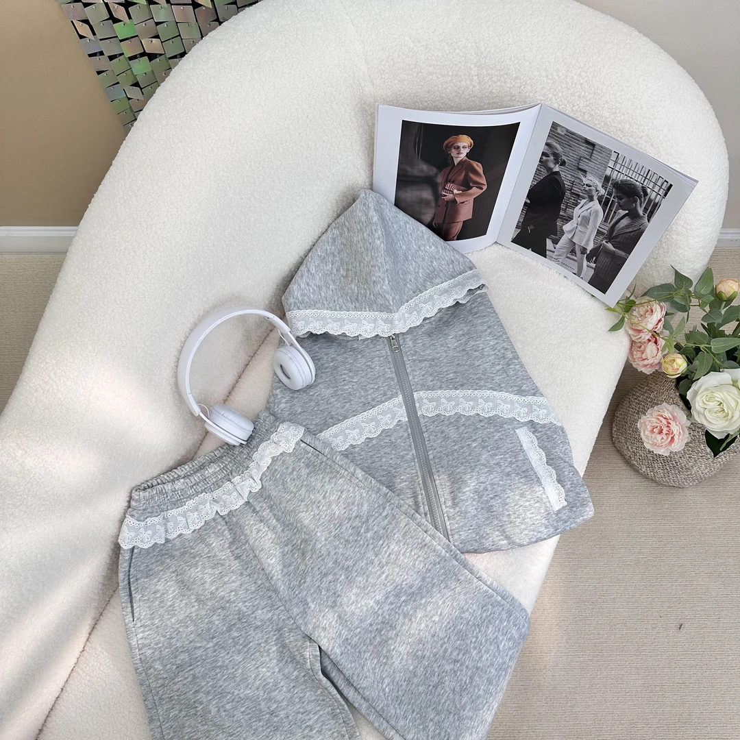 百搭2025儿童春秋新款运动洋气时尚休闲女童韩版针织套装中大童