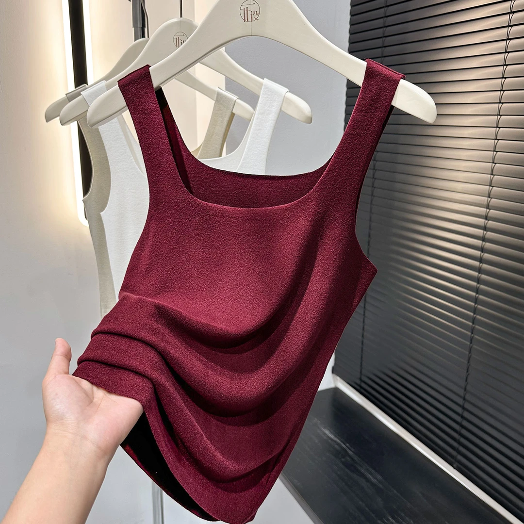 红色性感大方领露锁骨上衣女洋气内搭无袖吊带背心爆款内搭打底衫