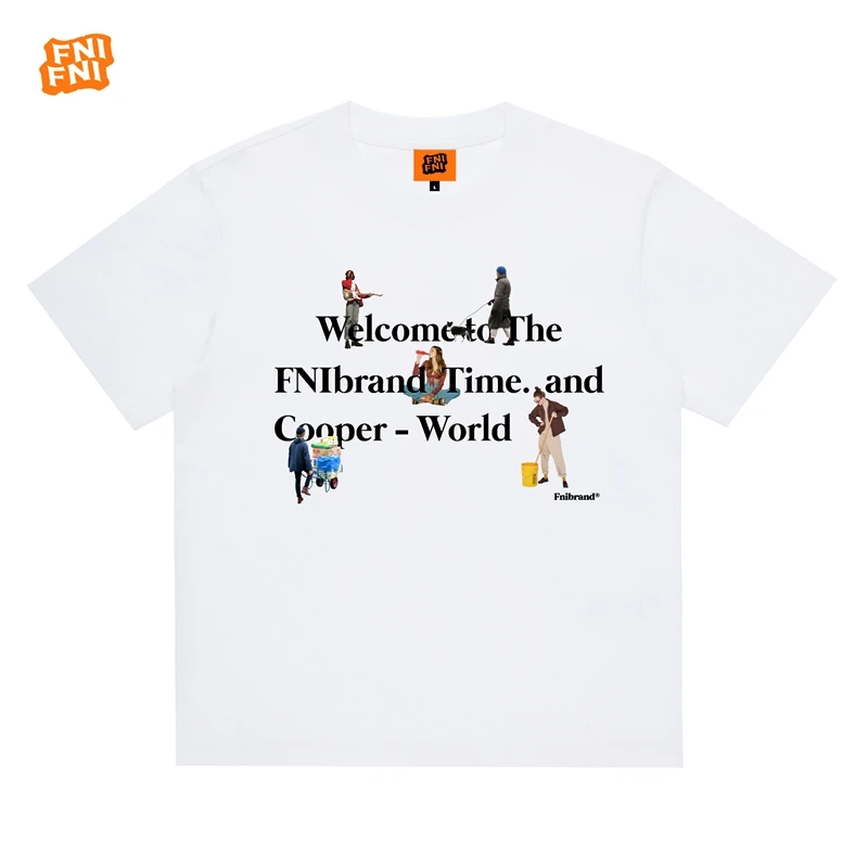 FNI橙标系列重磅纯棉（忙人）男女同款t恤美式复古短袖上衣24新款