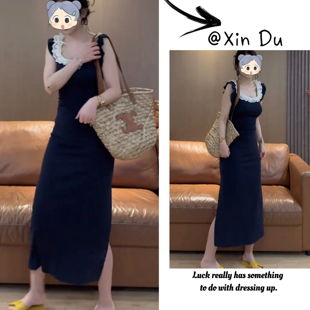 2025夏季新款时尚显瘦气质女士网红洋气连衣裙百搭款D21750