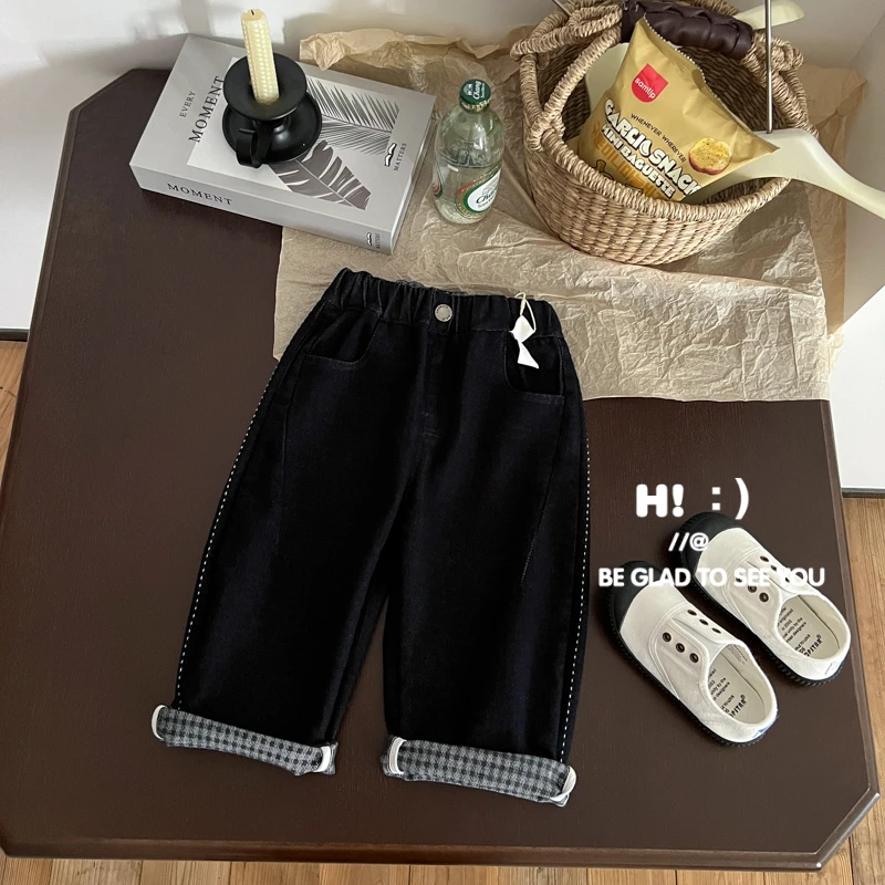 【现货】郝叔童品秋季新款时尚2025男童高货深色直筒牛仔裤潮HD5313