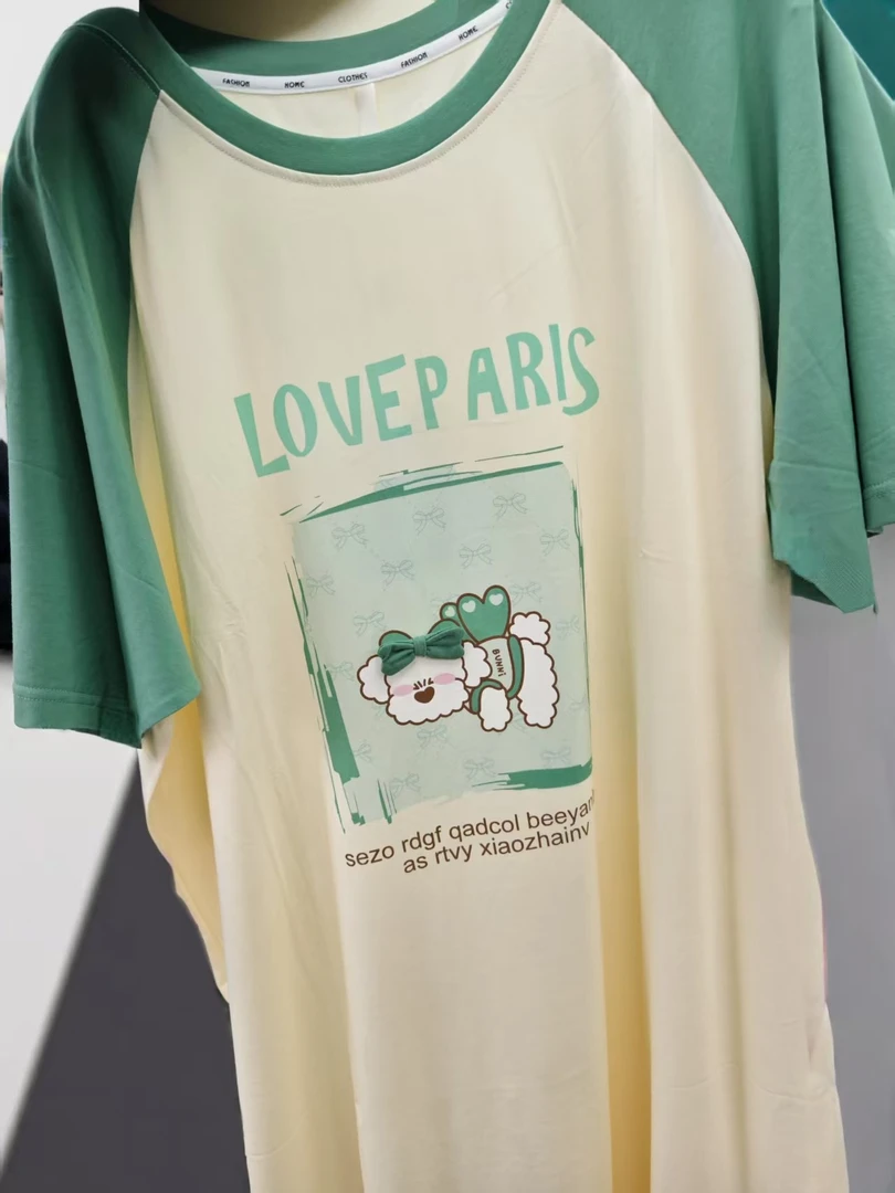 女士夏装家居服短袖中长款甜美宽松版睡裙4361（4374）