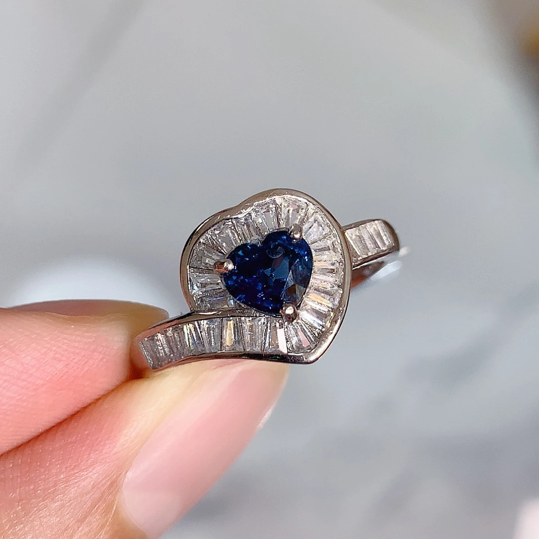 蓝宝石戒指银S925镶嵌