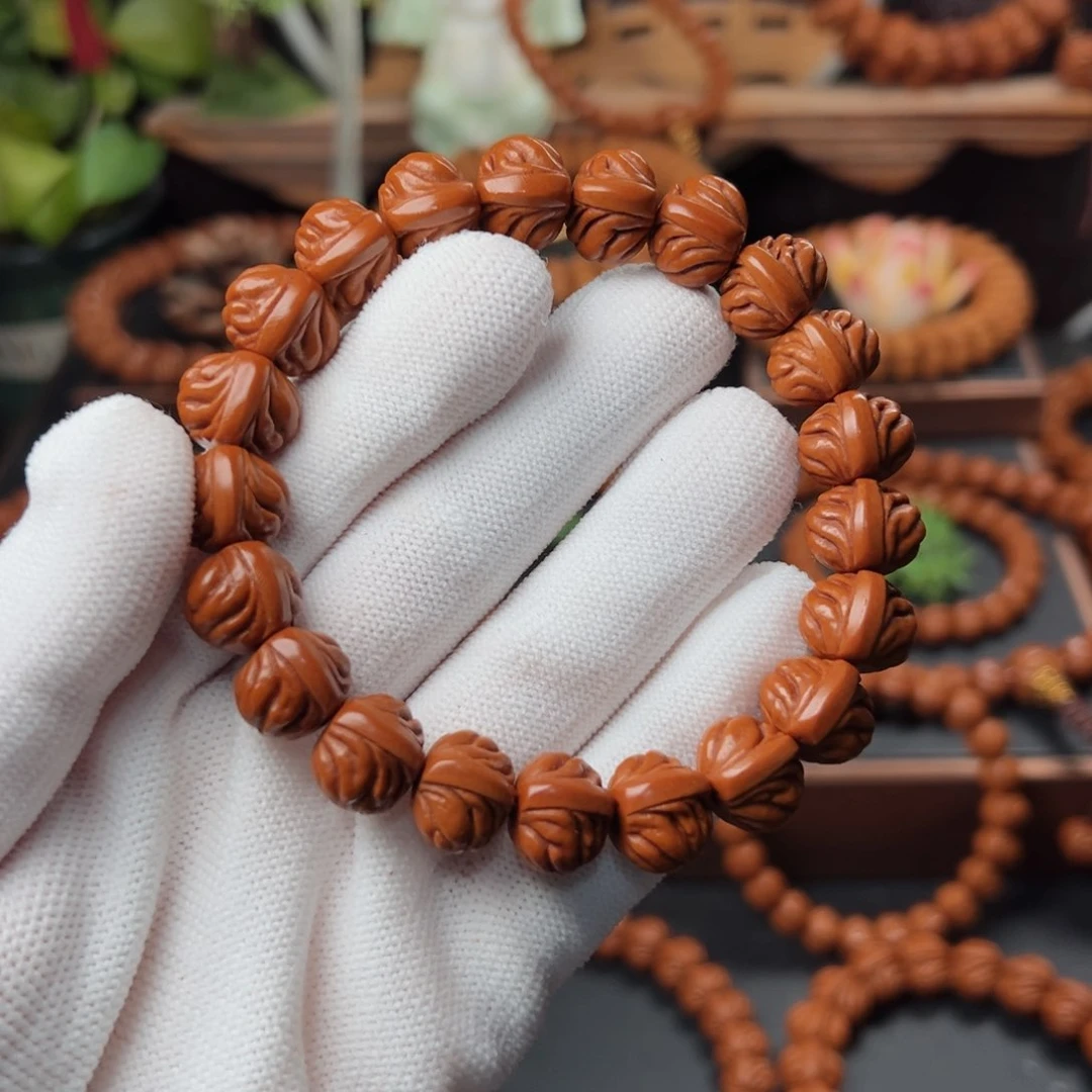 吊坠桃核1.4双脊龙手串