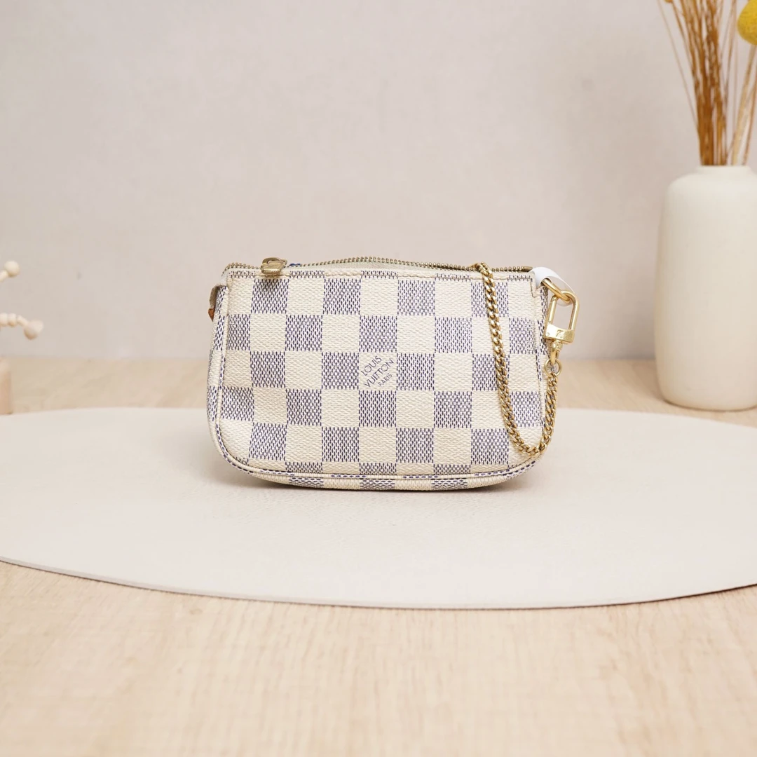 95新 LouisVuitton/路易威登 麻将包mini白棋盘格/肩带/DS026192