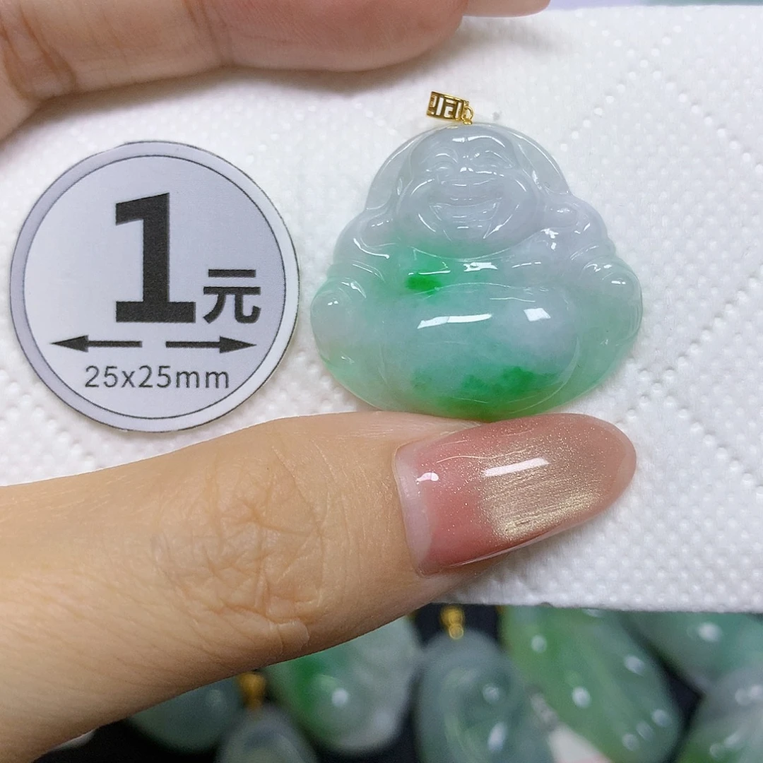 颈饰18K金镶嵌翡翠挂件