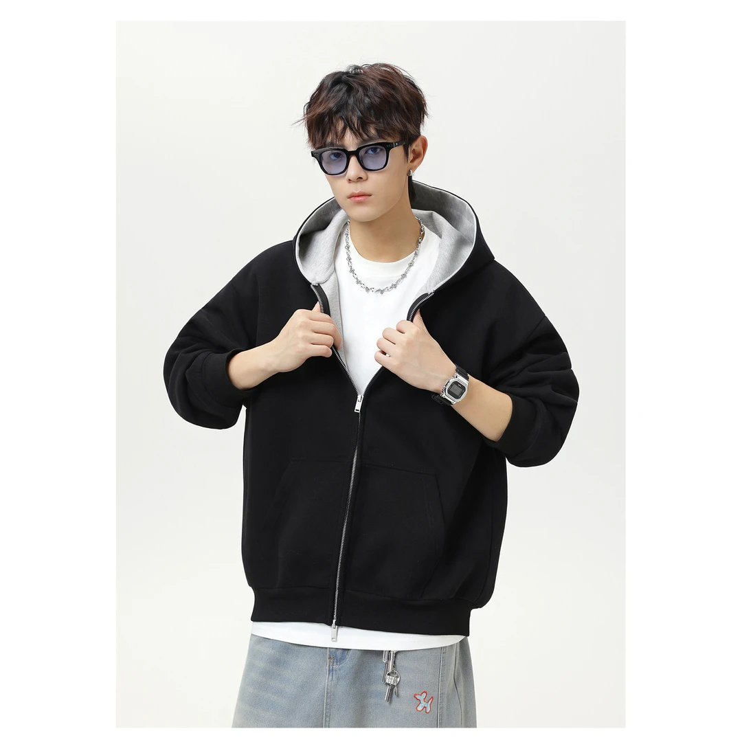 高级外套户外休闲男装男士连帽卫衣男士小夹克外套秋冬款潮男外套