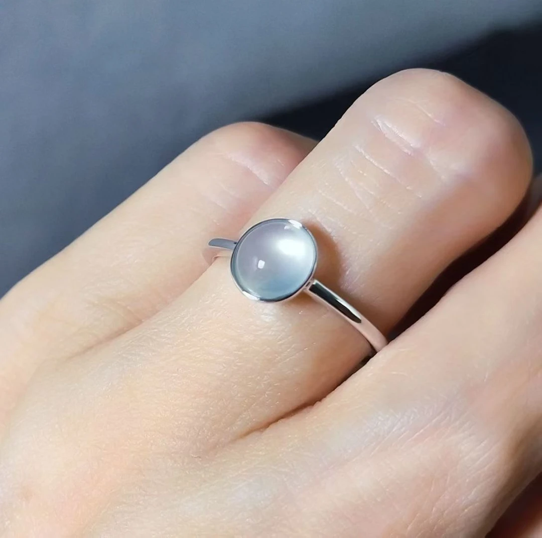 高冰翡翠戒指白冰简约A货精品