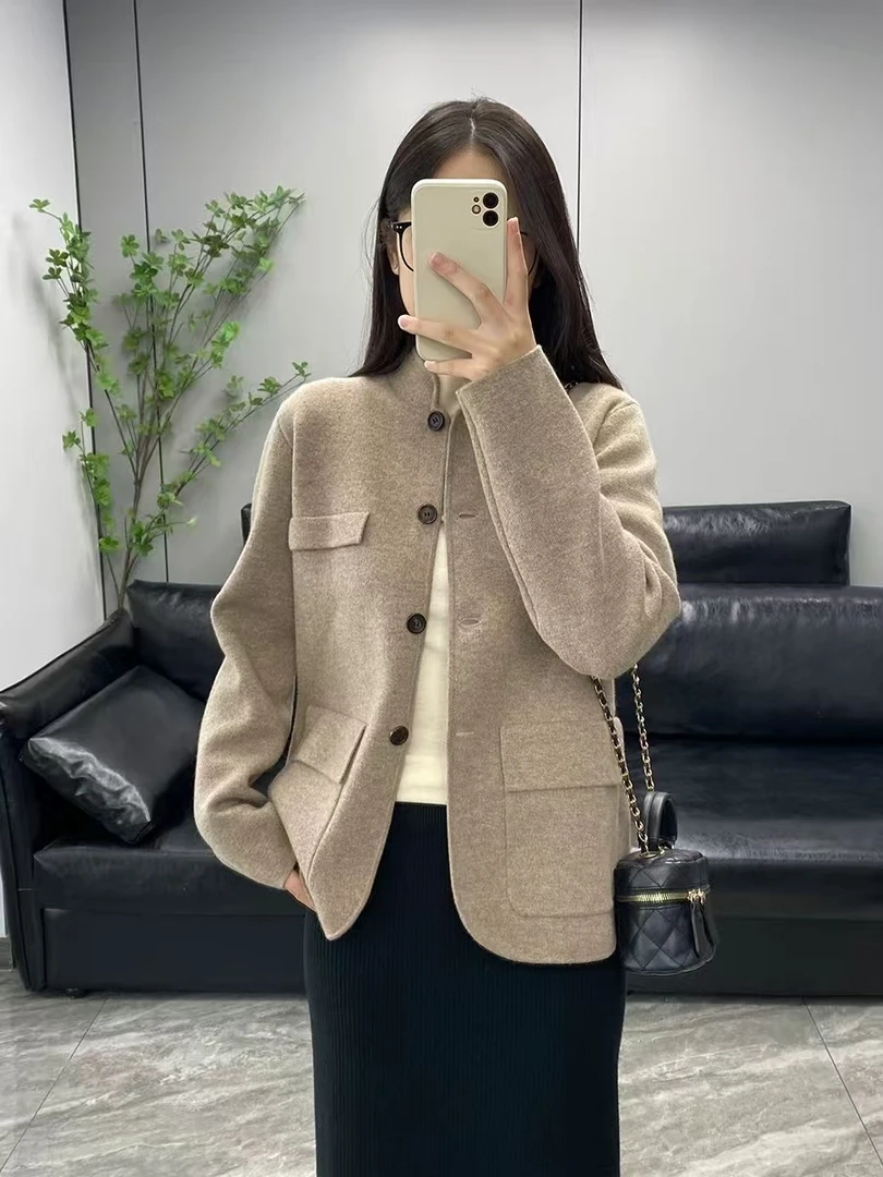 针织羊绒开衫秋冬羊毛羊绒纱线织基础款式配合保暖短款百搭西装