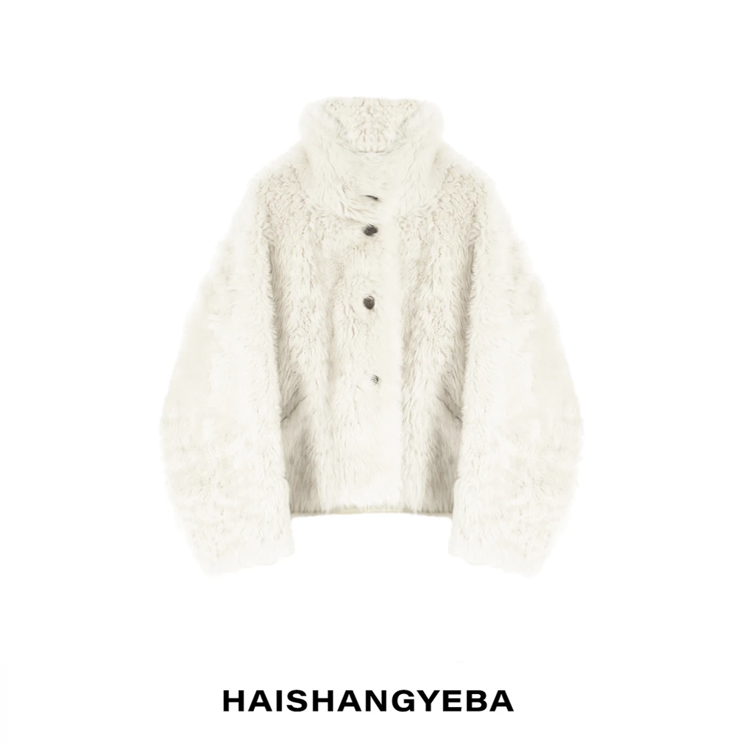 人造皮草 【海上叶爸】新款2025冬百搭立领纽扣显瘦厚款保暖短外套