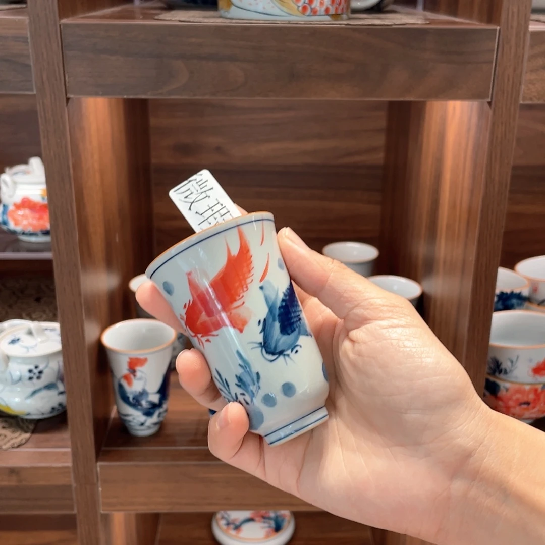 釉下手绘茶具微瑕