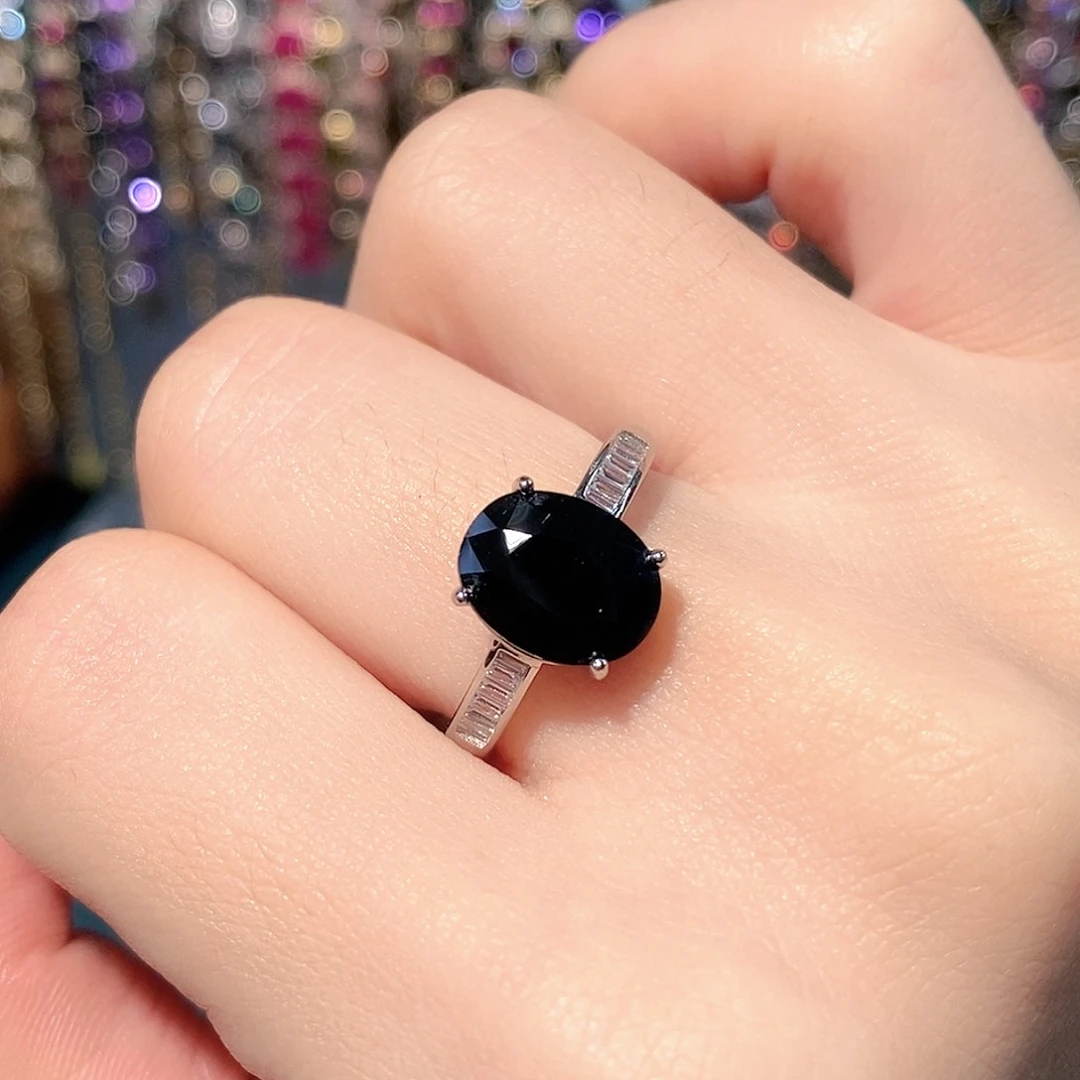 戒指蓝宝石银S925镶嵌随**好