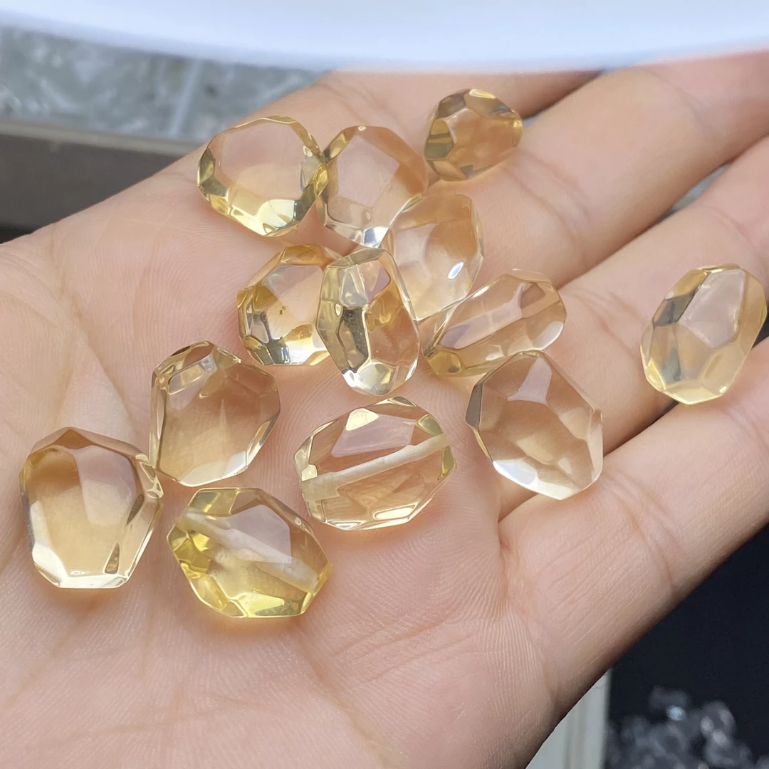 全净体天然巴西黄水晶随形手串手链散珠子项链diy配件配饰爆力黄