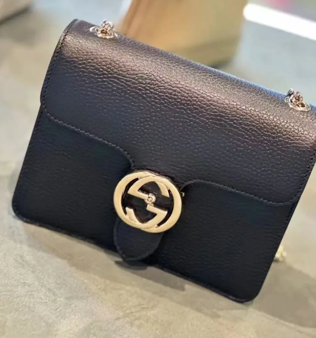 95新 GUCCI/古驰 古驰黑风琴单肩包