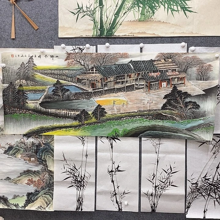 竖款新中式装饰画小六尺