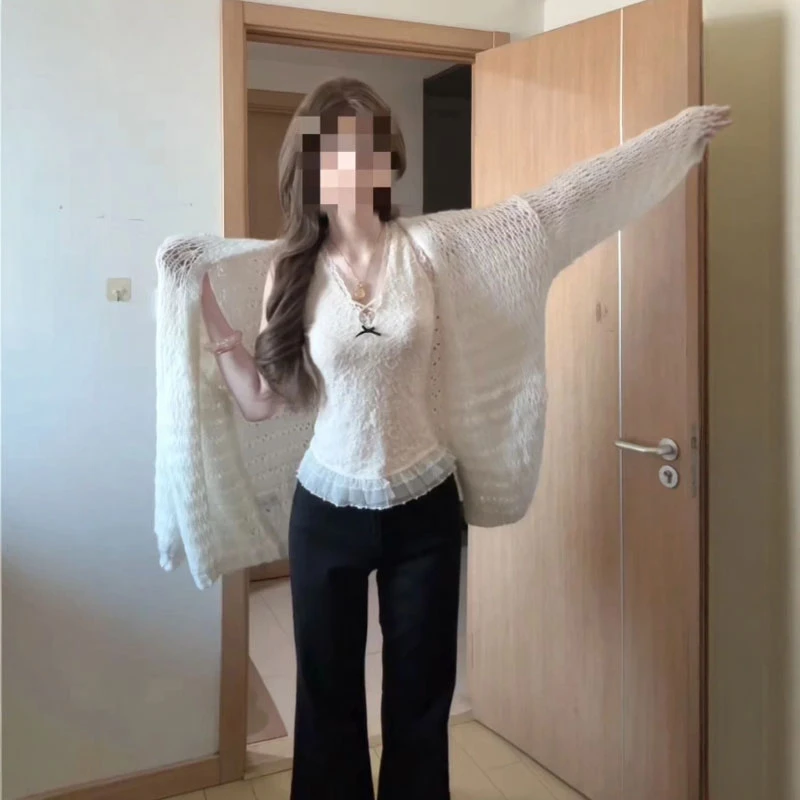 慵懒风巨好看的开衫挂脖V领吊带两件套小众漂亮独特针织衫25秋季