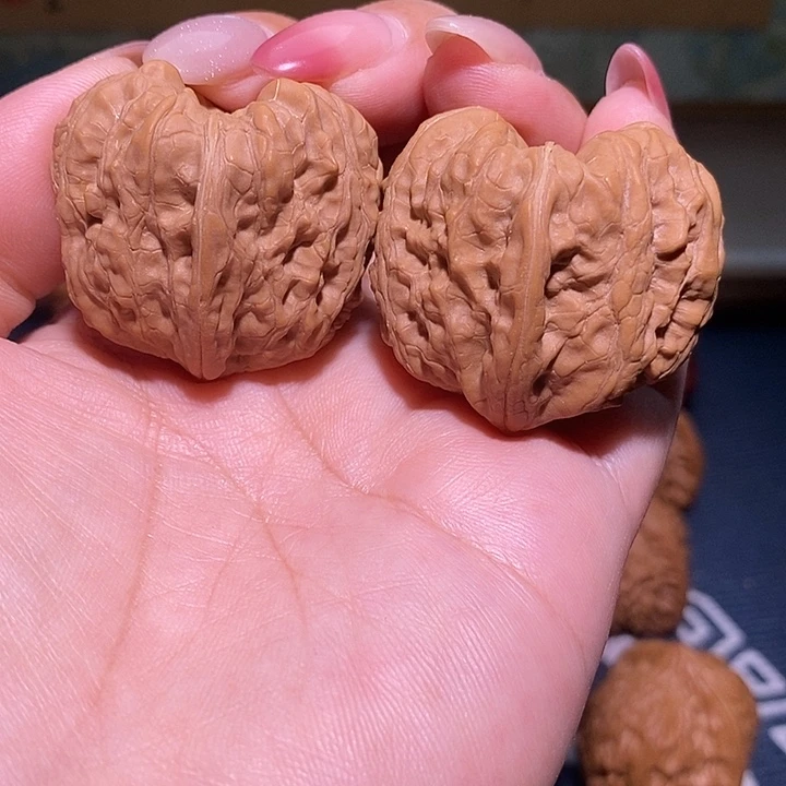 文玩核桃把件32金蟾凹底手捻