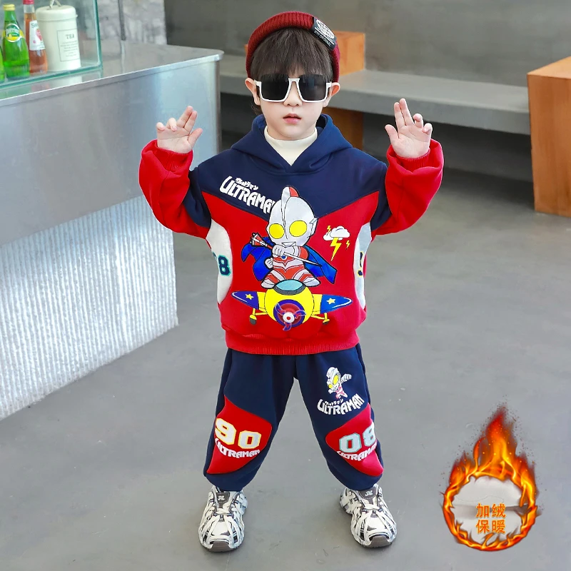 奥特曼衣服儿童春装套装洋气新款潮帅气春秋款纯棉卫衣宝宝加绒冬