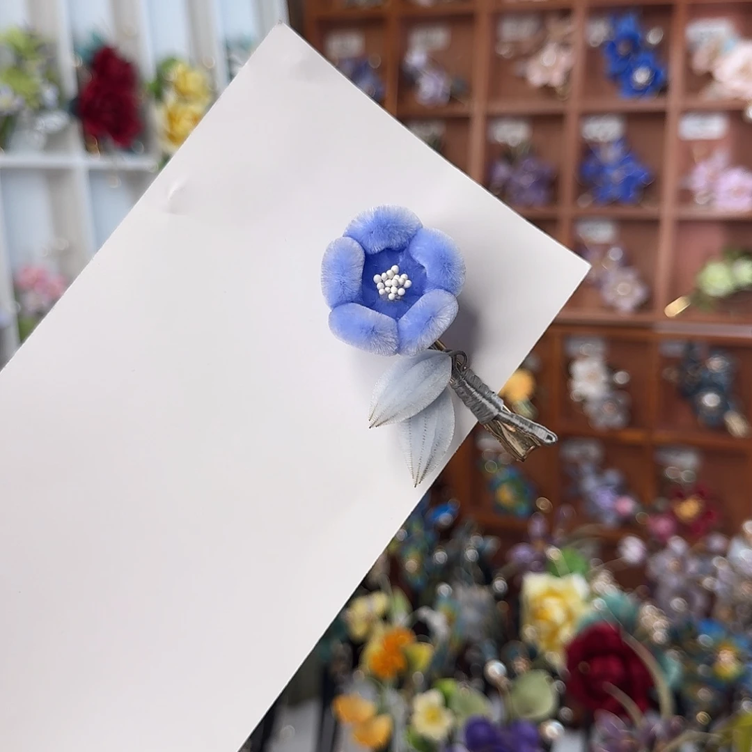非金属无非遗绒花发夹