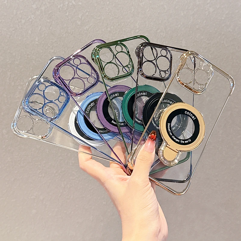 【苹果/华为/oppo/vivo/小米/荣耀】无边框透明硬壳磁吸支架手机壳