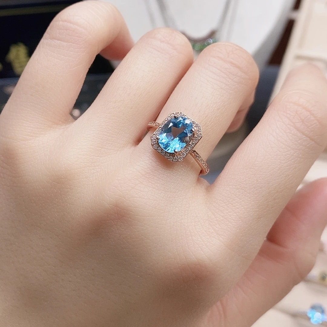 银S925镶嵌戒指托帕石戒指