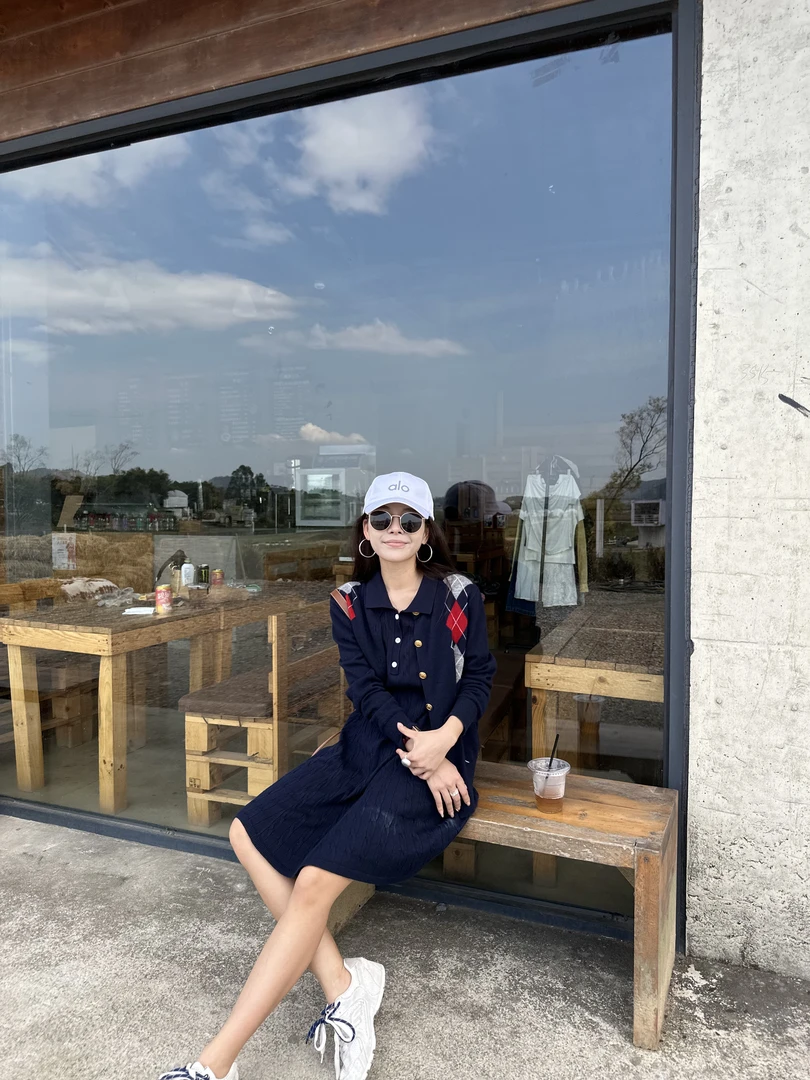 ChaxRmto斯斯 春季圆领长袖菱形针织宽松毛衣开衫外套 SD1A0767