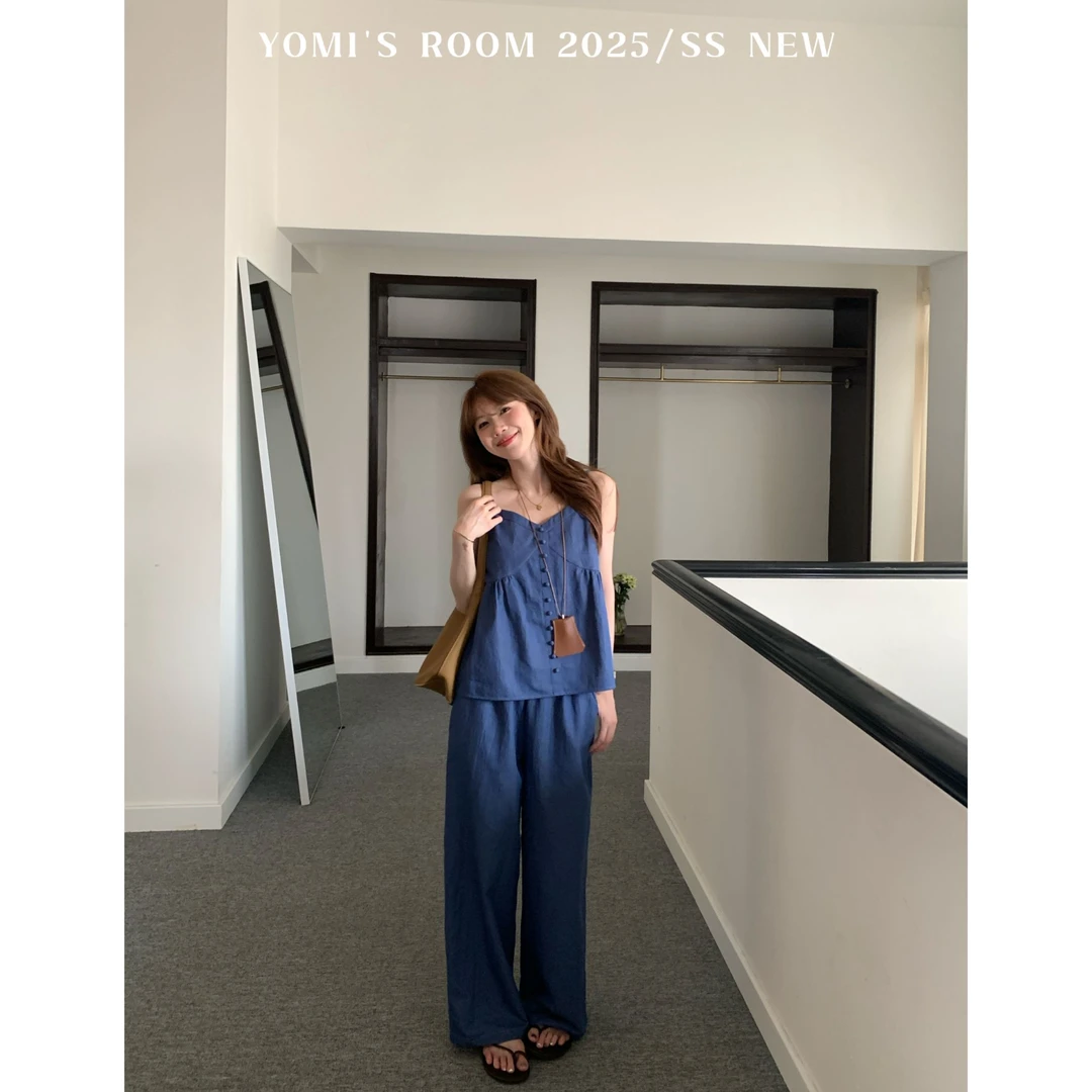 YOMI小个子【丹宁计划】仿牛仔蓝上下装套装气质休闲薄款夏季显瘦