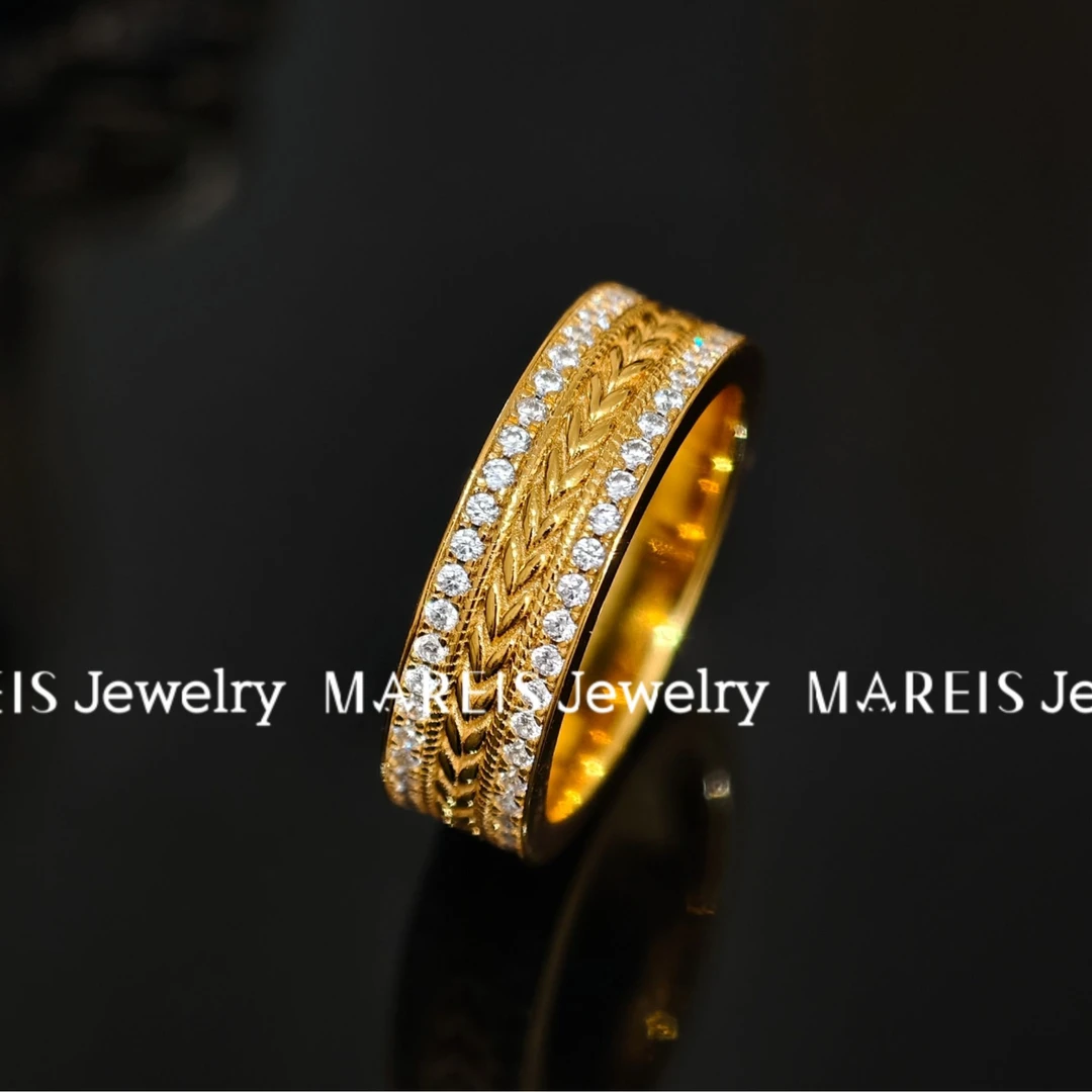 925银合成锆石戒指 MAREIS  s925银镀24k金色 新版麦穗戒指