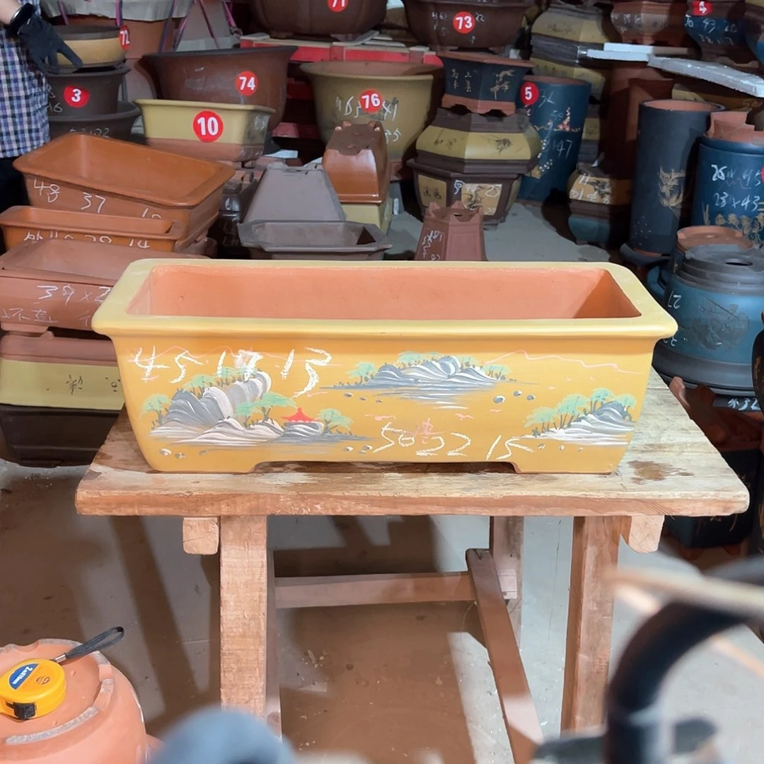 紫砂花盆长条盆一个