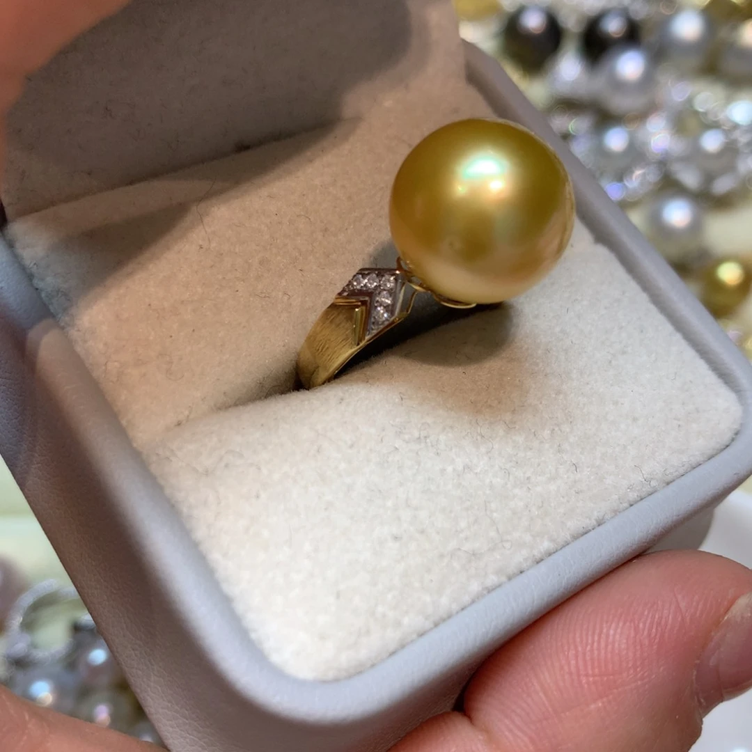 海水珍珠戒指18K金镶嵌