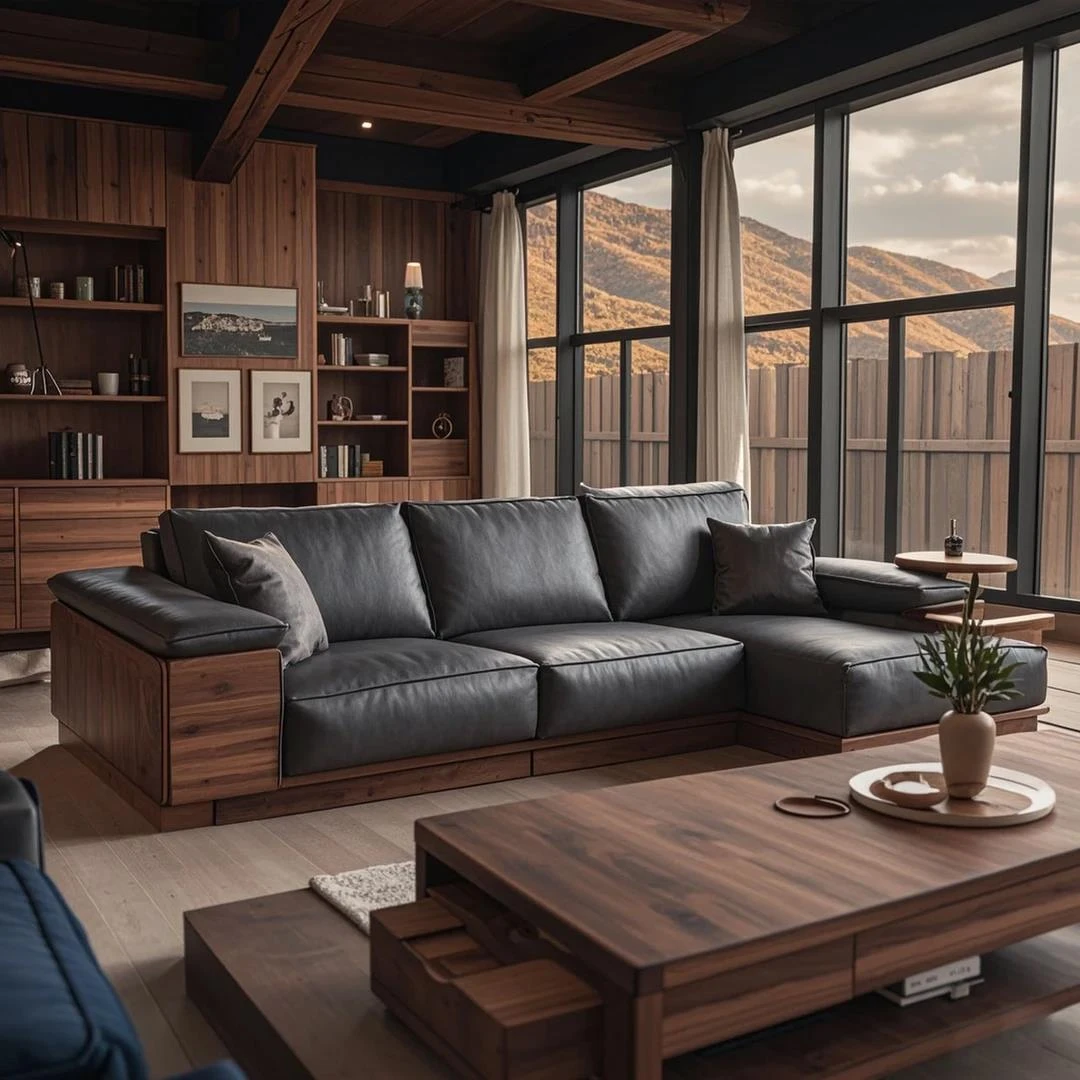 黑胡桃木沙发家用客厅现代简约新中式禅意沙发样板房接待洽谈家具