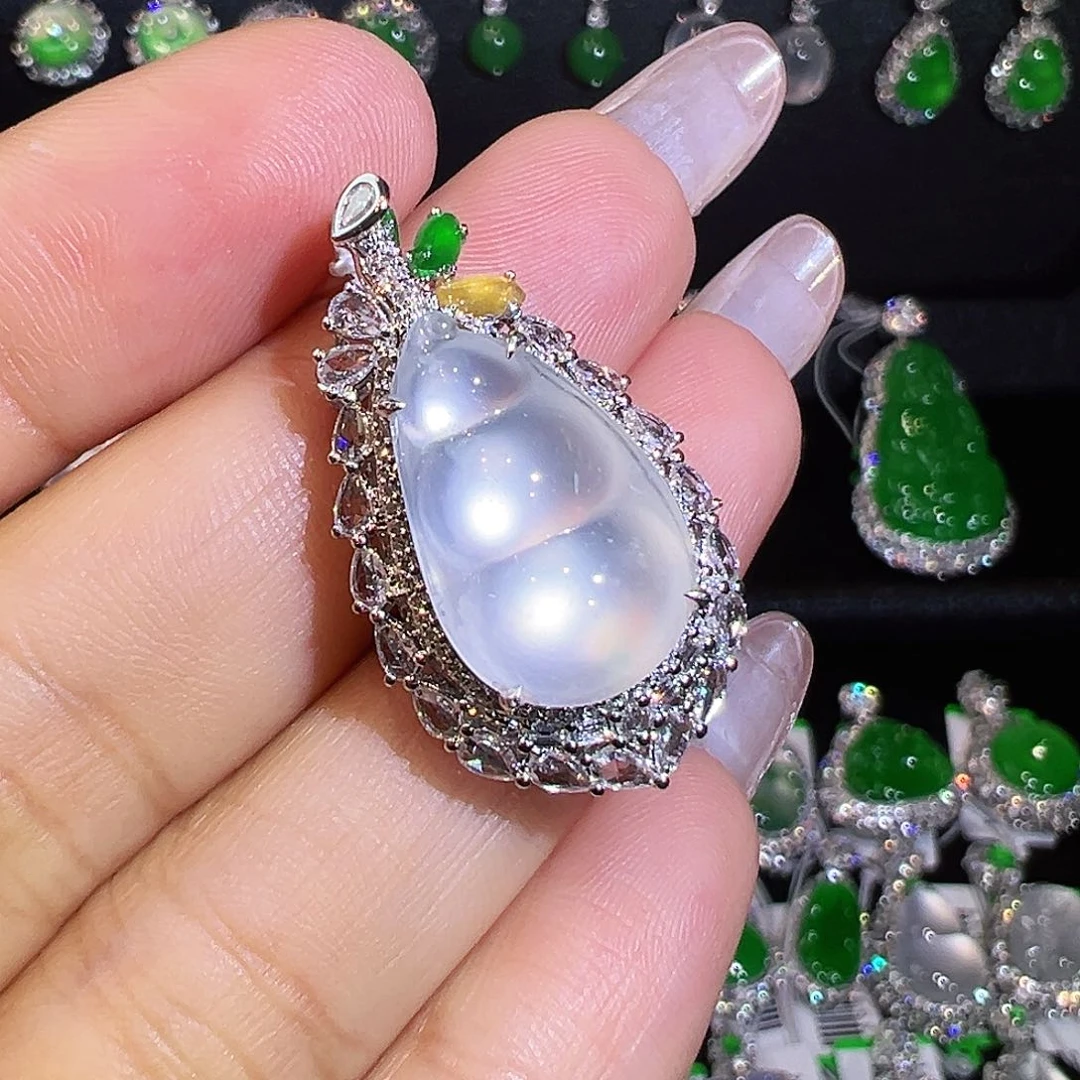 翡翠18K金镶嵌吊坠(不含链)翡翠