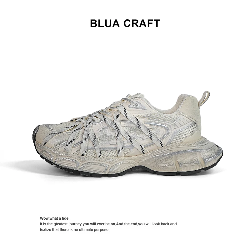 【BLUACRAFT】夏季新款时尚百搭擦色运动休闲厚底老爹鞋女厚底增高