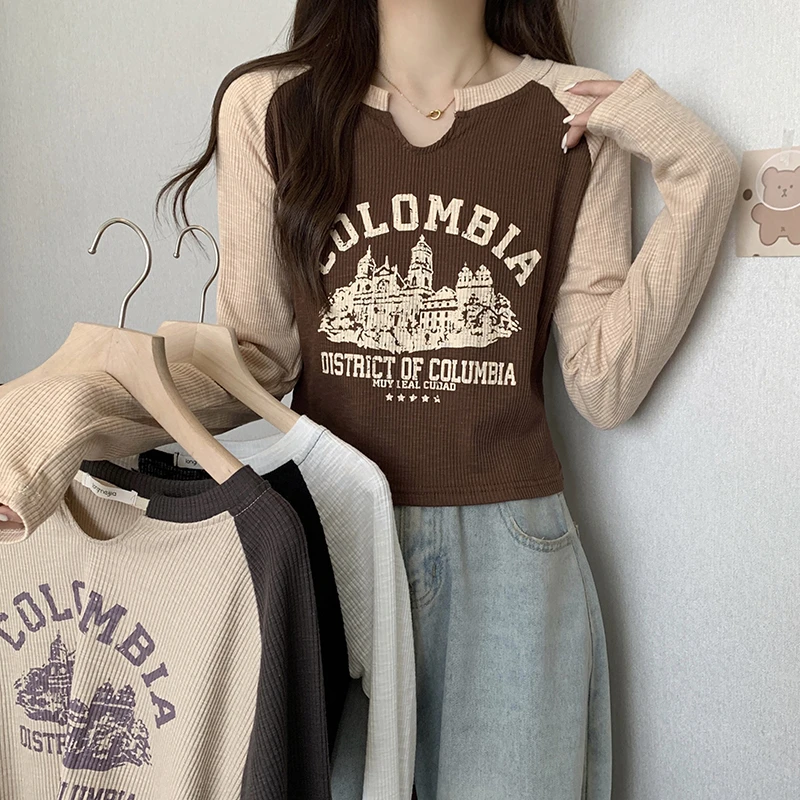 大码女装2025春装新款洋气显瘦针织长袖上衣胖mm宽松百搭T恤8765