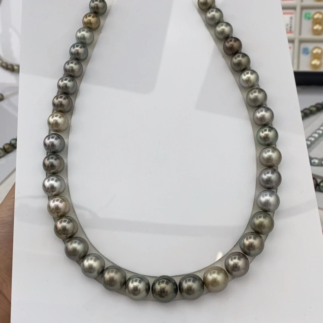 海水珍珠莫兰迪正圆项链10-12mm35颗买断价无鉴赏未镶嵌