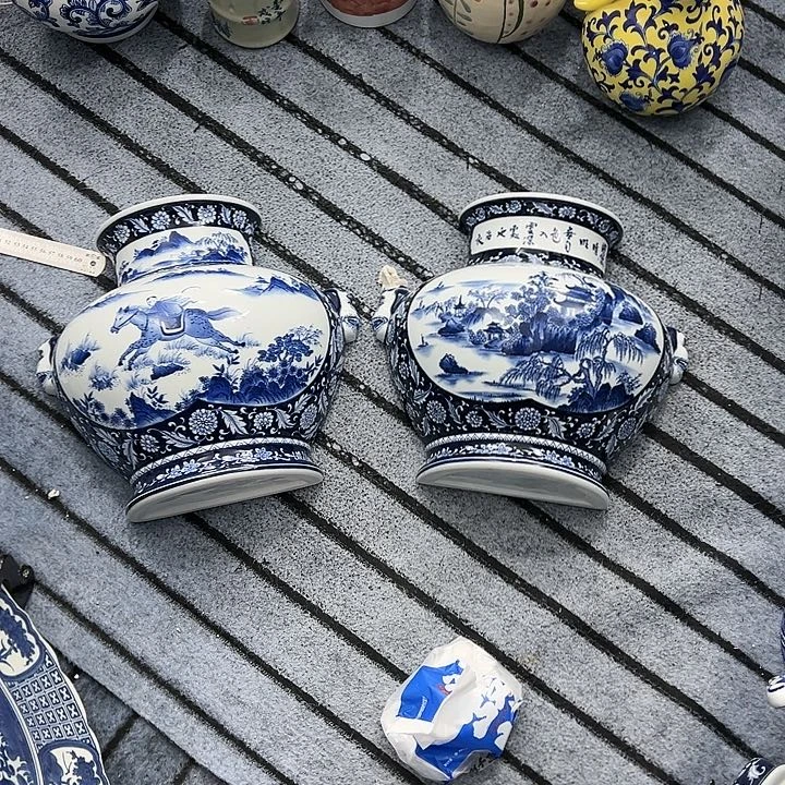 摆件?****?青花瓷手工手绘高温釉下彩家居摆件壁挂花瓶