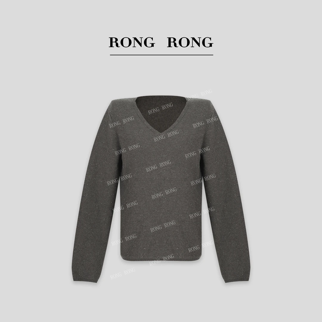 溶溶J【星光暖茶】RONGRONG 绵羊毛混纺V领保暖舒适简约羊毛衫23020