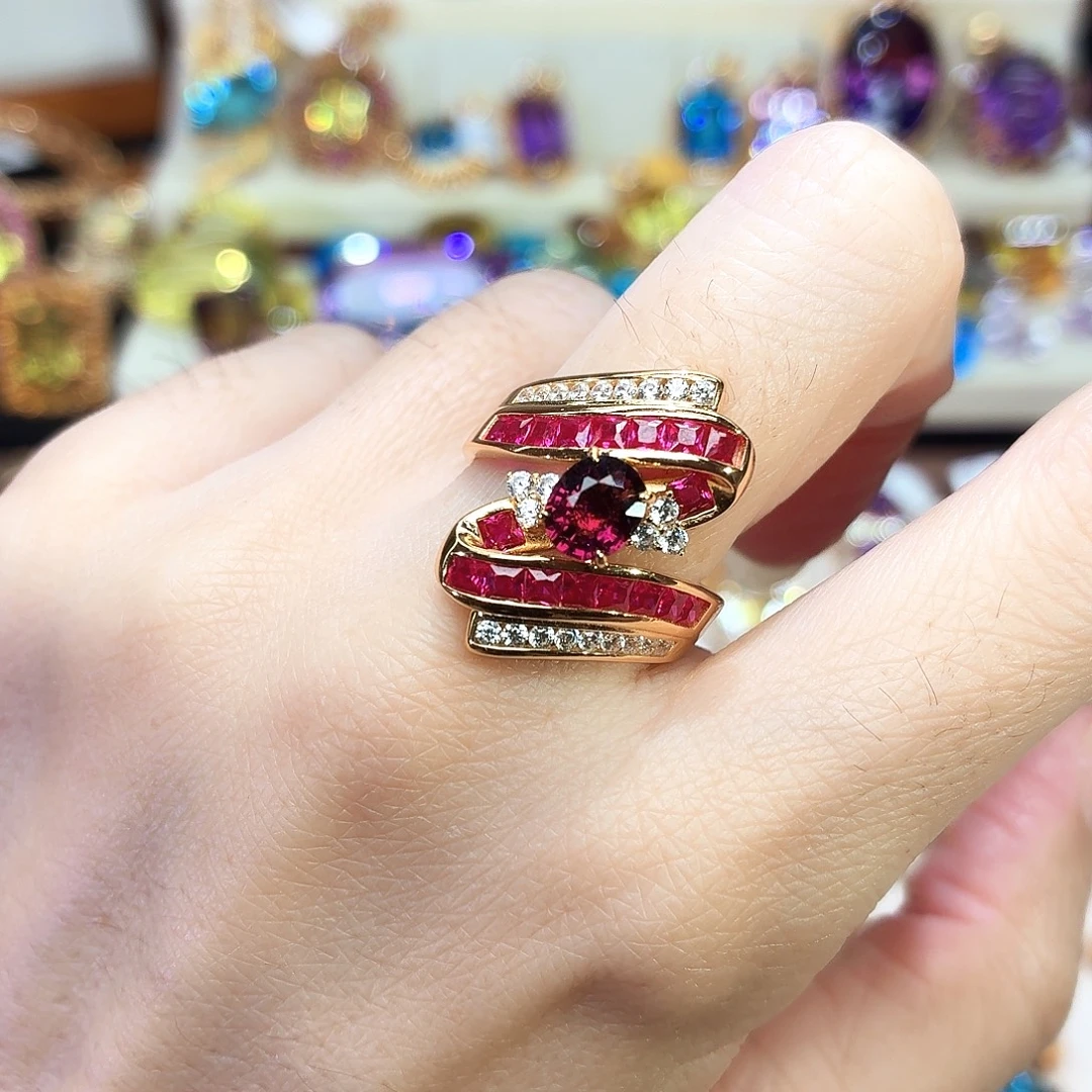 碧玺银S925镶嵌戒指